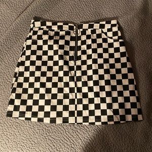 black and white checkered shein mini zip up skirt lg